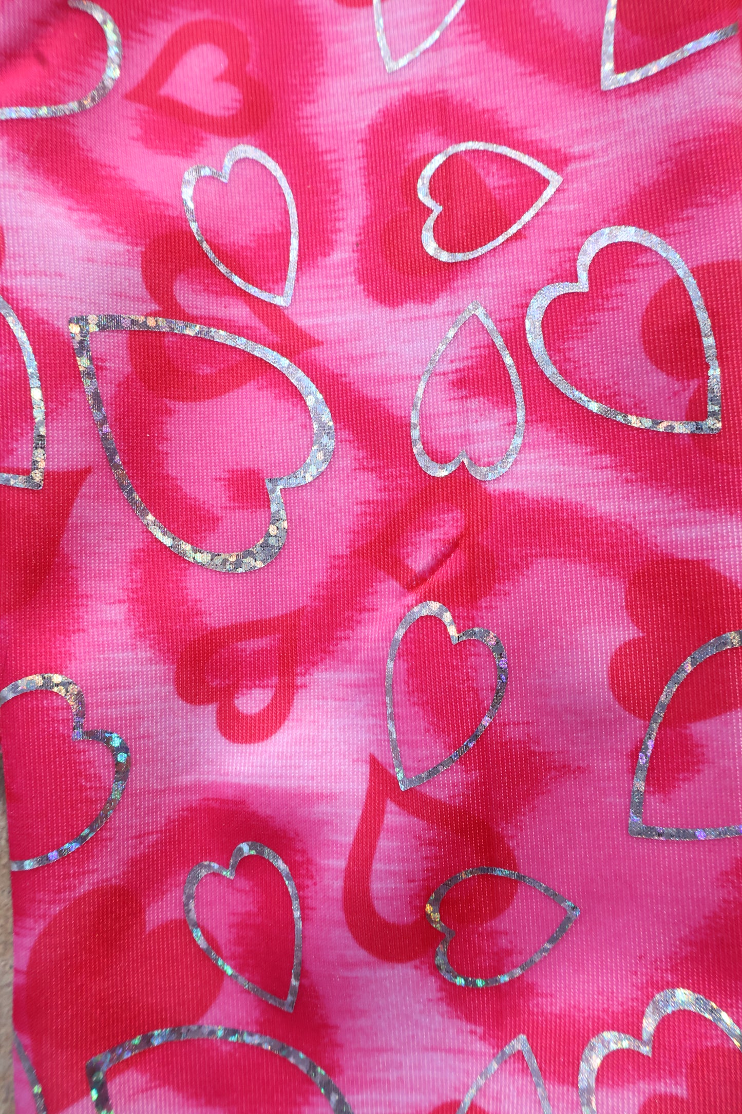 Hologram Spandex Shimmery Pink Hearts Horse Tail Bag