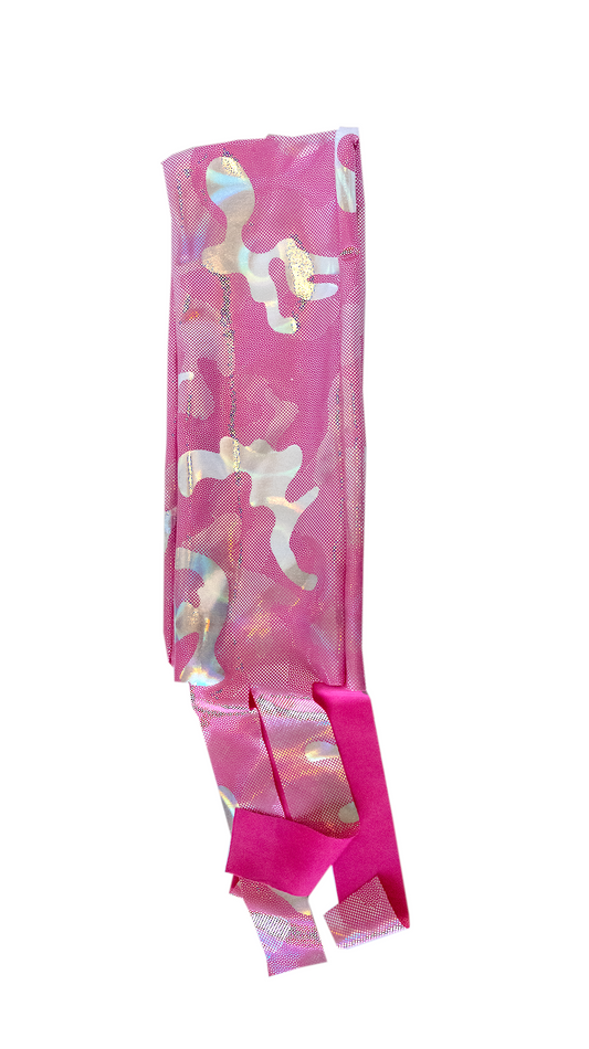 Hologram Spandex Shimmery Pink Camo Horse Tail Bag