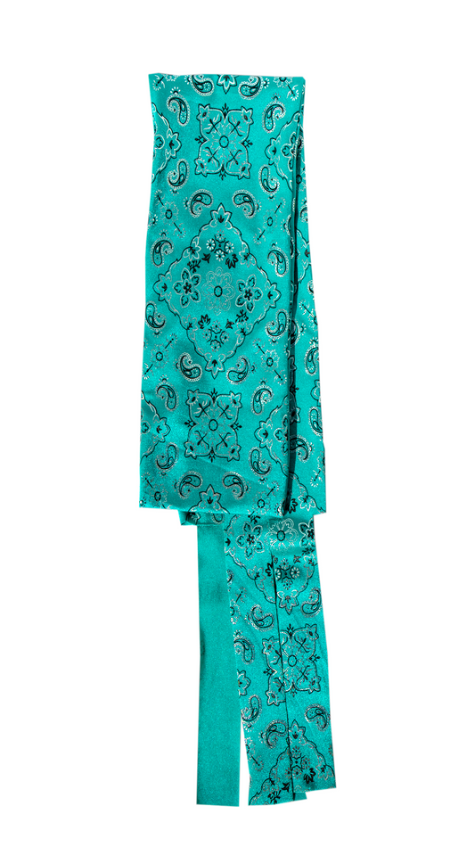 Spandex Bandana Teal Paisley Print Horse Tail Bag