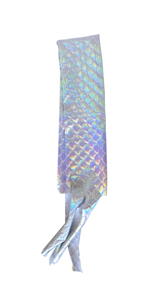 Hologram Spandex Shimmery White/Silver Dragon Scale Horse Tail Bag